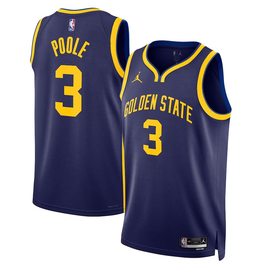 Men Golden State Warriors #3 Jordan Poole Jordan Brand Navy 2022-23 Statement Edition Swingman NBA Jersey